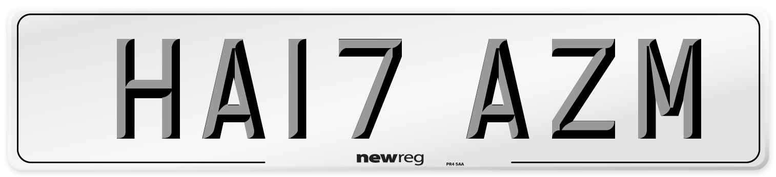 HA17 AZM Number Plate from New Reg